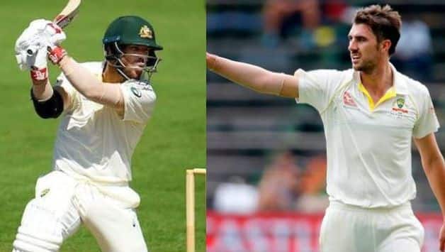 David Warner(L), Pat Cummins (R)