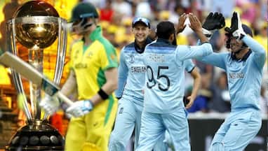 England cricket team and world cup trophy