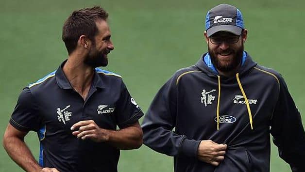 Kane Williamson with Daniel Vettori AFP