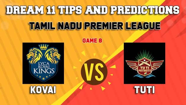 Dream11 Team Lyca Kovai Kings vs TUTI Patriots Match 8 TNPL 2019 TAMIL NADU T20 – Cricket Prediction Tips For Today’s T20 Match LYC vs TUT at Dindigul