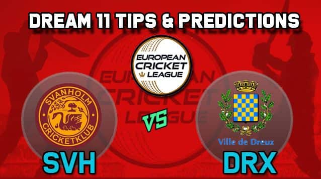 Dream11 Team Svanholm Cricket Club vs Dreux Cricket Club Group A European Cricket League-T10 – Cricket Prediction Tips For Today’s T10 Match SVH vs DRX at La Manga Club