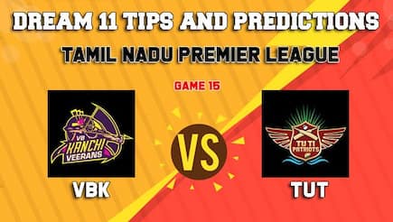Dream11 Team VB Kanchi Veerans vs TUTI Patriots Match 15 TNPL 2019 TAMIL NADU T20 – Cricket Prediction Tips For Today’s T20 Match VBK vs TUT at Tirunelveli
