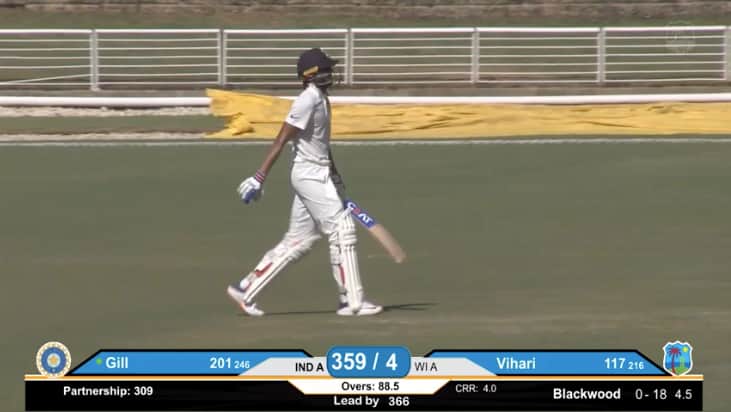 3rd unofficial Test: Shubman Gill’s record 204* and Hanuma Vihari’s 118* set West Indies A target of 373