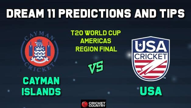 CAY vs USA Dream11 Team Cayman Islands vs USA, ICC MEN’S T20 WORLD CUP AMERICAS REGION FINAL – Cricket Prediction Tips For Today’s Match CAY vs USA at Sandys Parish
