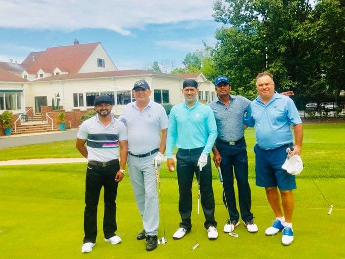 MS Dhoni enjoys golf with Kedar Jadhav on National Sports Day