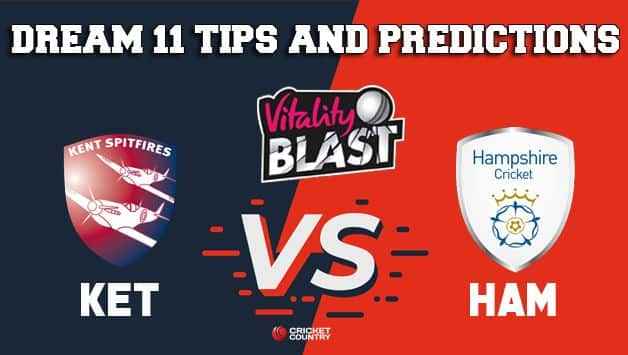 KET vs HAM Dream11 Prediction: My Dream11 Team- Captain, vice captain, fantasy cricket tips, playing 11, picks for today Kent vs Hampshire in Vitality T20 Blast 2019