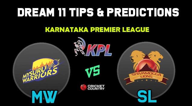 MW vs SL Dream11 Team Mysuru Warriors vs Shivamogga Lions KPL 2019 Karnataka Premier League – Cricket Prediction Tips For Today’s T20 Match at Bengaluru