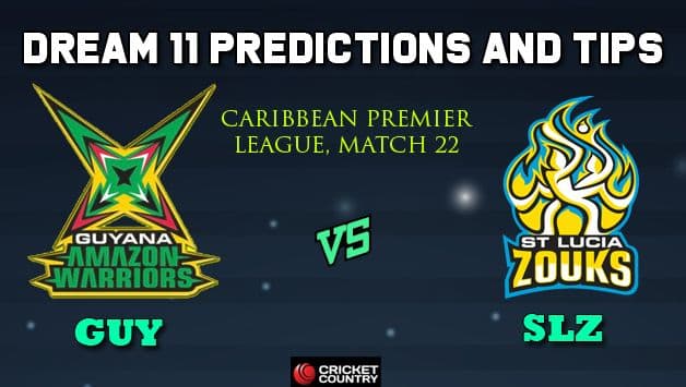 Dream11 Team Guyana Amazon Warriors vs St Lucia Zouks Match 22 Caribbean Premier League 2019 – Cricket Prediction Tips For Today’s T20 Match GUY vs SLZ at St Lucia