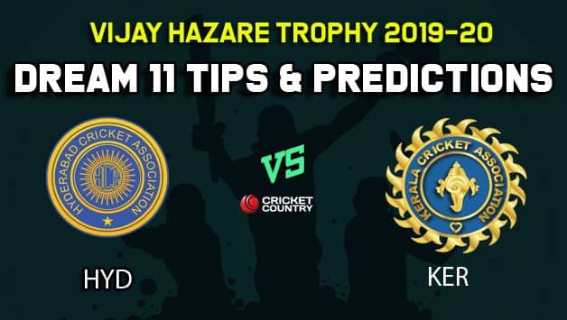 Dream11 Team Hyderabad vs Kerala, Round 5, Elite Group A Vijay Hazare Trophy 2019 VHT ODD – Cricket Prediction Tips For Today’s Match HYD vs KER at Alur
