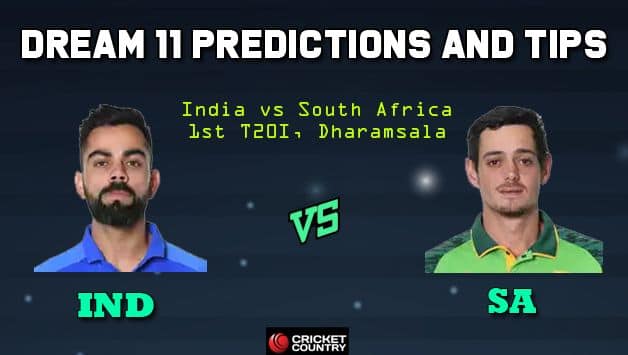IND vs SA Dream11 Team India vs South Africa, 1st T20I, South Africa tour of India 2019 – Cricket Prediction Tips For Today’s Match IND vs SA at Dharamsala