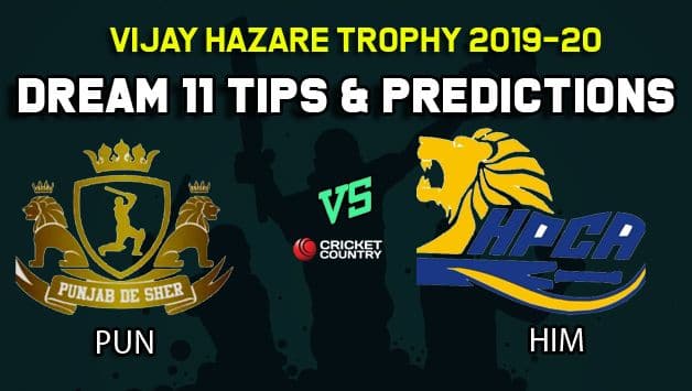 Dream11 Team Punjab vs Himachal Pradesh, Round 2, Elite Group B Vijay Hazare Trophy 2019 VHT ODD – Cricket Prediction Tips For Today’s Match PUN vs HIM at Vadodara