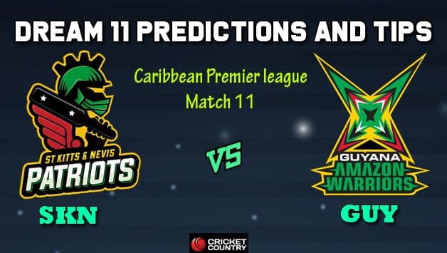 Dream11 Team St Kitts and Nevis Patriots vs Guyana Amazon Warriors Match 11 Caribbean Premier League 2019 – Cricket Prediction Tips For Today’s T20 Match SKN vs GUY at St Kitts