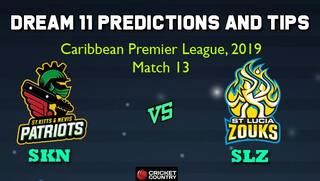 Dream11 Team St Kitts and Nevis Patriots vs St Lucia Zouks Match 13 Caribbean Premier League 2019 – Cricket Prediction Tips For Today’s T20 Match SKN vs SLZ at St Kitts