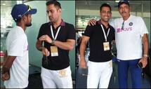 Photo: MS Dhoni reached JSCA stadium after India’s victory; Meets Shahbaz Nadeem, Ravi Shastri