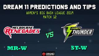 Dream11 Team Melbourne Renegades vs Sydney Thunder Match 12 Women’s Big Lash League 2019 – Cricket Prediction Tips For Today’s T20 Match 12 MR-W vs ST-W at Sydney