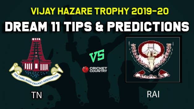 Dream11 Team Tamil Nadu vs Railways, Round 11, Elite Group C Vijay Hazare Trophy 2019 VHT ODD – Cricket Prediction Tips For Today’s Match TN vs RAI at Jaipur