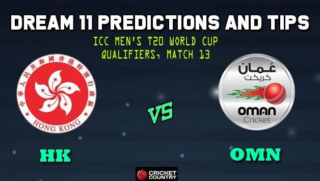 Hong Kong vs Oman Dream11 Team ICC Men’s T20 World Cup Qualifiers – Cricket Prediction Tips For Today’s T20 Match 13 Group B HK vs OMN at Abu Dhabi