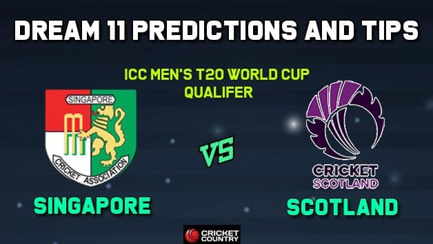SIN vs SCO Dream11 Team Singapore vs Scotland, Match 6, ICC Men’s T20 Qualifiers  – Cricket Prediction Tips For Today’s Match SIN vs SCO at Dubai
