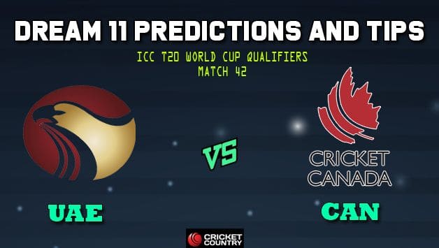 Dream11 Team United Arab Emirates vs Canada ICC Men’s T20 World Cup Qualifiers – Cricket Prediction Tips For Today’s T20 Match 42 Group B UAE vs CAN at Abu Dhabi