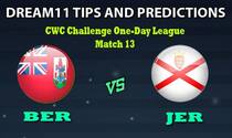 Bermuda vs Jersey Dream11 Team Prediction CWC Challenge One-Day League: Captain And Vice-Captain, Fantasy Cricket Tips BER VS JER Match 13 at Al Amerat Cricket Ground 2, Oman 11:00 AM IST