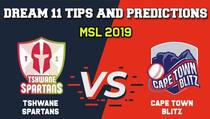 TST vs CTB Dream11 Tshwane Spartans vs Cape Town Blitz, Match 29, Mzansi Premier League, MSL 2019 – Cricket Prediction Tips For Today’s Match TST vs CTB at SuperSport Park in Centurion December 8