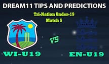 West Indies U19 vs England Under19 Dream11 Team Prediction Tri-Nation Under-19: Captain And Vice-Captain, Fantasy Cricket Tips WI-U19 vs EN-U19 5th Youth ODI at Sir Vivian Richards Stadium, North Sound, Antigua 6:30 PM IST