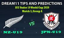 NZ-U19 vs JPN-U19 Dream11 Team Prediction Under 19 World Cup 2020: Captain And Vice-Captain, Fantasy Cricket Tips New Zealand U19 vs Japan U19 Match 3, Group A at North-West University No1 Ground, Potchefstroom 1:30 PM IST