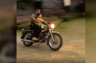 Ms dhoni bike ride with daughter ziva dhoni inside farmhouse in ranchi 4047544