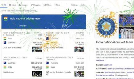 Google Search Celebrates Indian Cricket Team’s 2-1 Series Win Over Australia With Virtual Fireworks