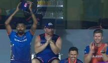 Watch hardik pandya gets amazed by suryakumar yadavs sky high six in mi vs kkr match 4582377