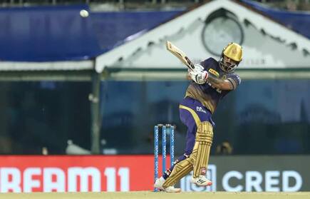 Ipl 2021 hyderabad vs kolkata 3rd match nitish rana rahul tripathi lead kolkata knight riders to 187 5 4577105