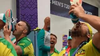 Mathew Wade, Marcus Stoinis Reproduce F1 Star Daniel Ricciardo’s ‘Shoey’ Celebration After Australia’s Maiden T20 World Cup Title Win | WATCH VIDEO