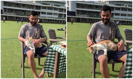 Virat Kohli Pampers Cat at Practice Session in Mumbai; Heartwarming Pics go Viral