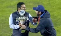 Rohit Sharma Gave Trophy After T20I Series Win Against Sri Lanka to Jaydev Shah; Watch VIRAL Video