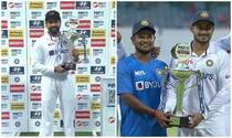 Ind vs SL: Rohit Sharma Wins Hearts by Handing Over Winning Trophy to Priyank Panchal, Saurabh Kumar | WATCH VIDEO