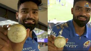 ms dhoni gifted signed match ball to mumbai indians young spinner kumar Kartikeya
