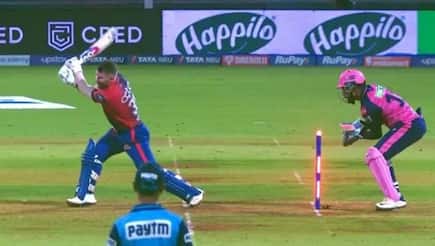 Watch video how david warner get lucky yuzvendra chahal delivery hits the stump but bails did not fall