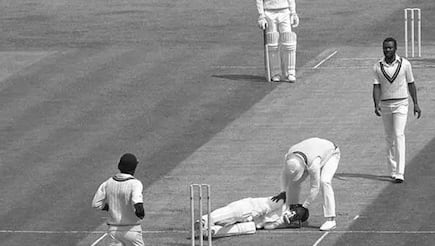 england s andy lloyd test career ended in just half an hour after malcolm marshall bouncer hits him on helmet