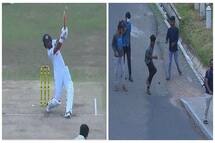 Watch Dinesh Chandimal smashed a huge six outside the stadium and going to hits a pedestrian