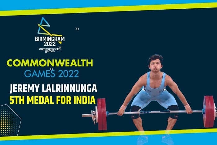 19 yr old Jeremy Lalrinnunga wins India’s 2nd gold medal at CWG 2022 with record total lift of 300kg