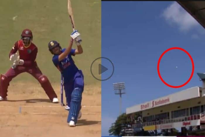 watch video how shubman gill hit 104 meter six ball went out of the stadium