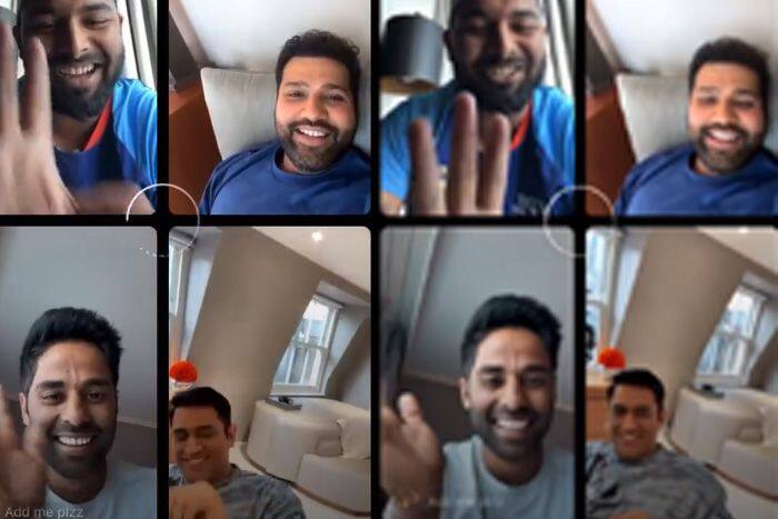 watch video ms dhoni sudden entry in rishabh pant instagram live with rohit sharma