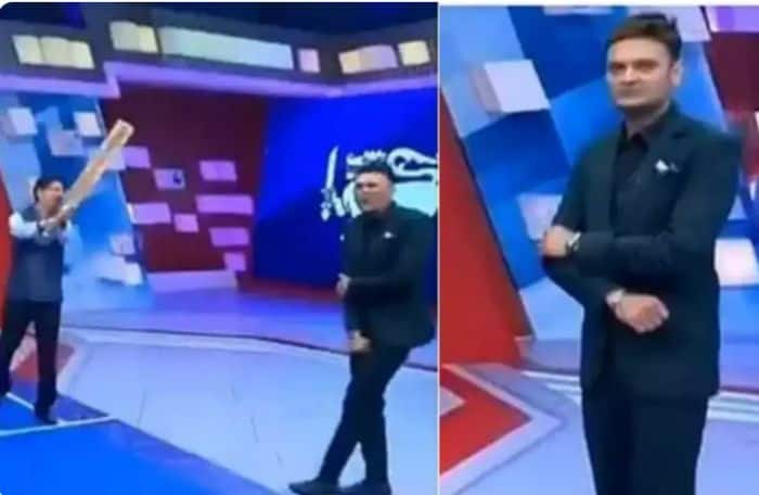 Shocking: Kris Srikkanth Hits Hemang Badani With Bat During Live Show| Watch Video