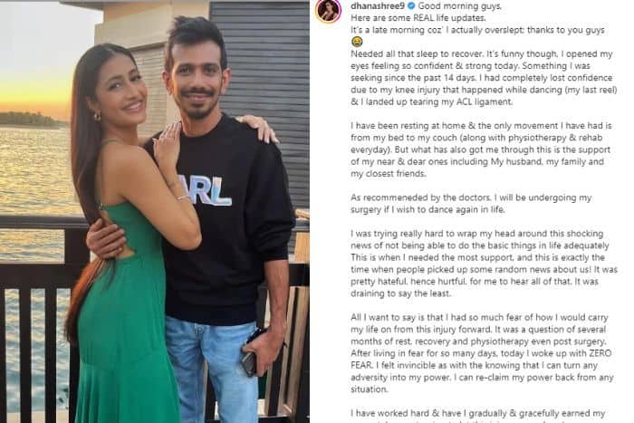 dhanshree verma breaks silence on disgusting and hurtful rumours instagram post goes viral
