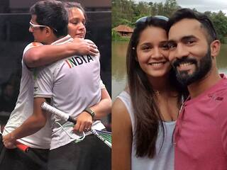 dinesh karthik reaction on wife dipika pallikal bronze medal in mixed double squash in cwg 2022 going viral