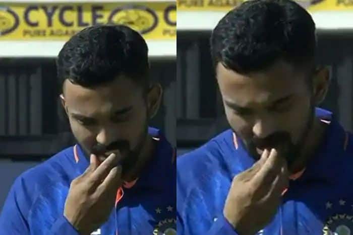 watch video kl rahul gesture wins heart of fans threw chewing gum before national anthem