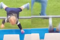 watch t20 world cup child falls from railing during west indies vs scotland match