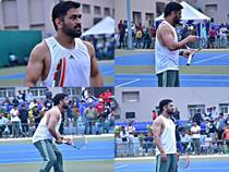 Pictures of MS Dhoni playing Tennis have gone viral on social media