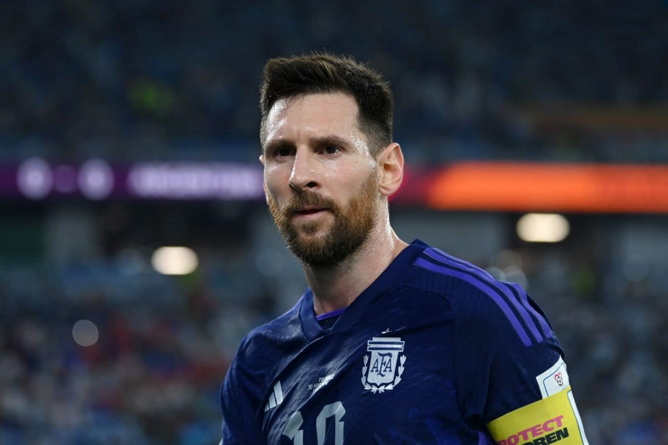 Lionel Messi Reacts After Surpassing Diego Maradona During Poland Win