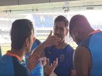 ms dhoni visiting Team India at training today in Ranchi before 1st T20I against NZ